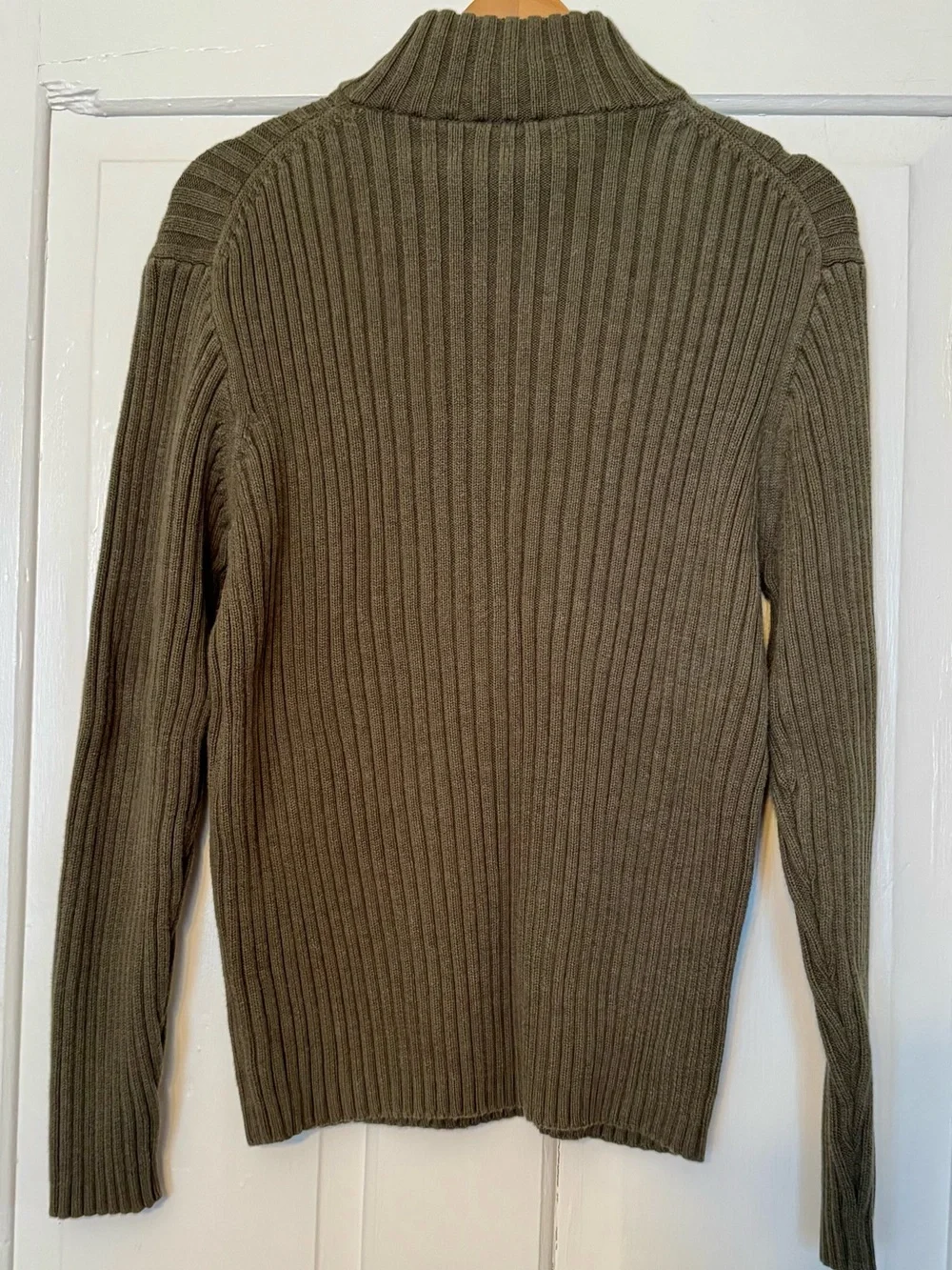 J. Crew Olive Ribbed Quarter-Zip Sweater
